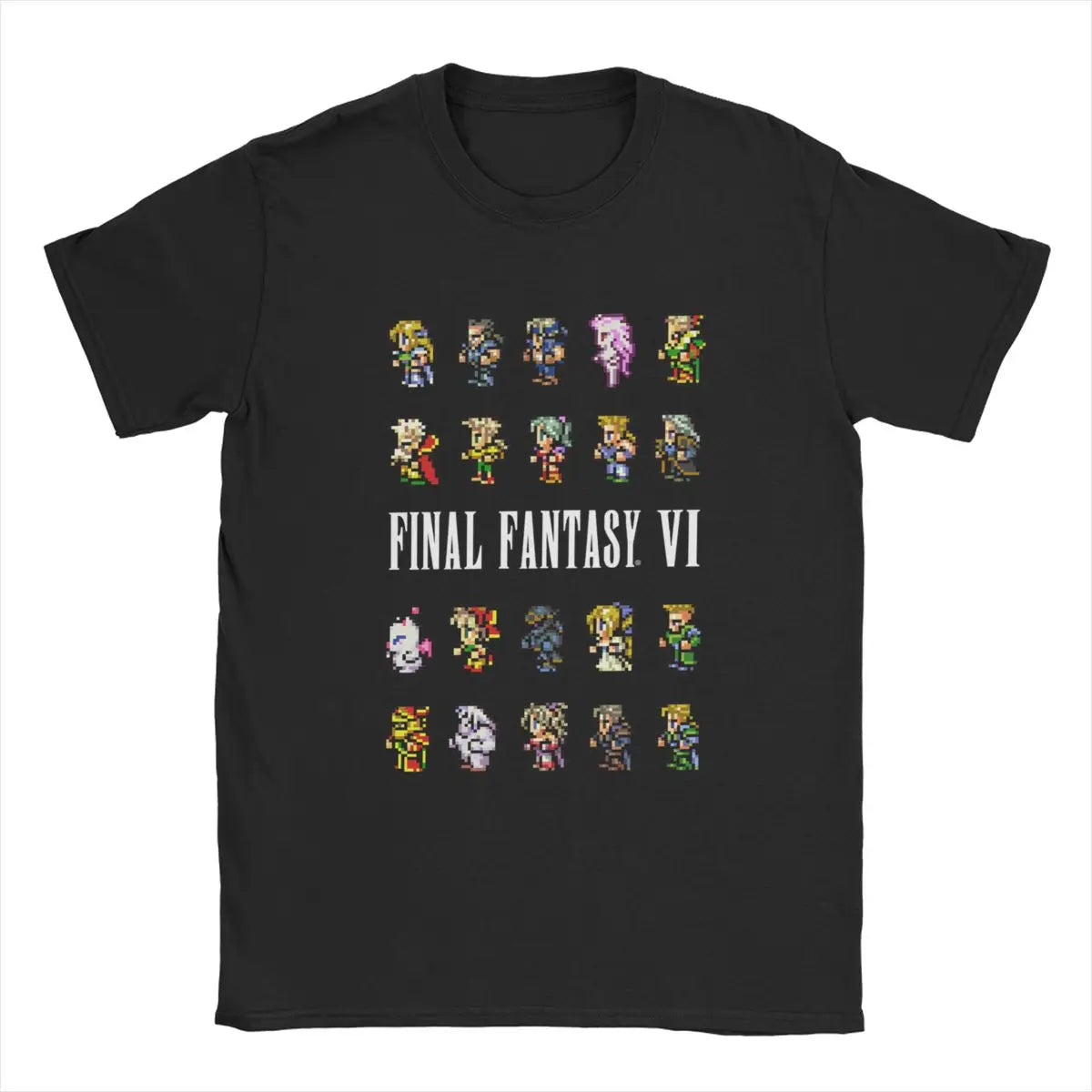 Final Fantasy 6 VI Sprites t-shirts en coton pour hommes col à manches courtes