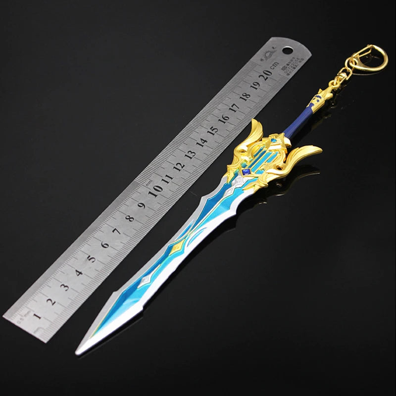 22cm Song of Broken Pines Eula Keychain Genshin Impact Chinese Mobile Game Peripheral Metal Great Sword Weapon Model Toys Crafts