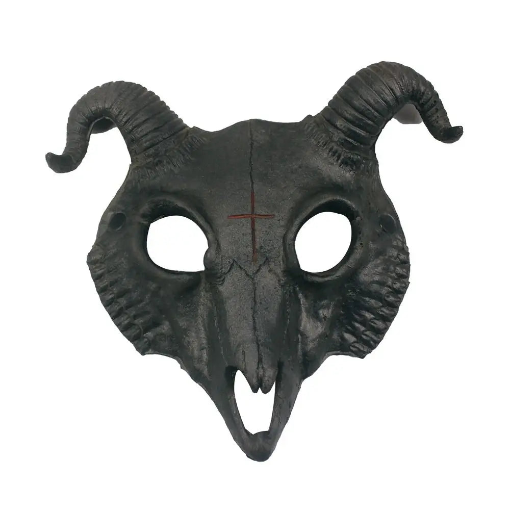 Halloween Goat Horn Mask Creative Full Face Antelope Bloody Skull Mask Eye Mask PU Carnival