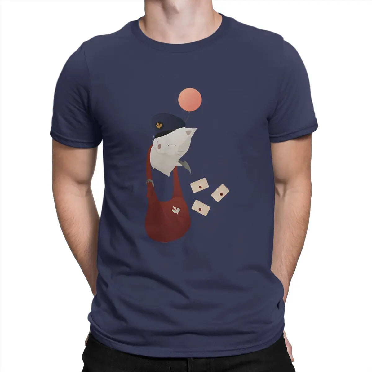 XIV - Delivery Moogle T-Shirt for Men Final Fantasy Awesome Cotton Tees Crewneck Short Sleeve T Shirt Birthday Present Clothes