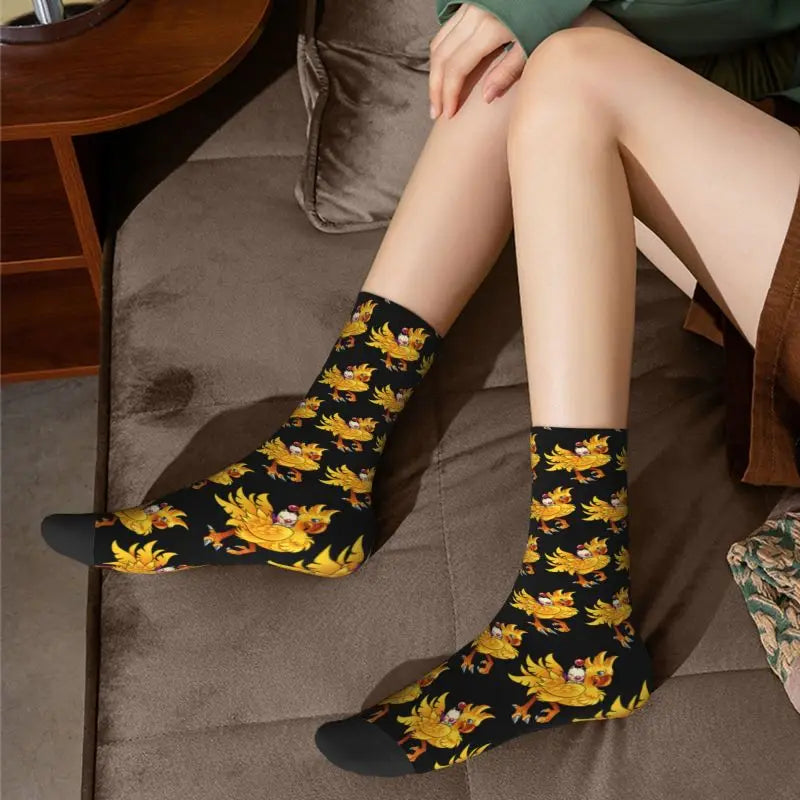 Nouveauté hommes jeu scientifique Final Fantasy robe chaussettes unisexe chaud confortable impression 3D enfants Chocobo Moogle équipage chaussettes