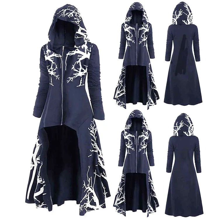 Fashion Unisex Adult Men Women 3D Print Medieval Hooded Cape Long Cloak Halloween Costume Coat Ponchos Cape Cloak Top Women