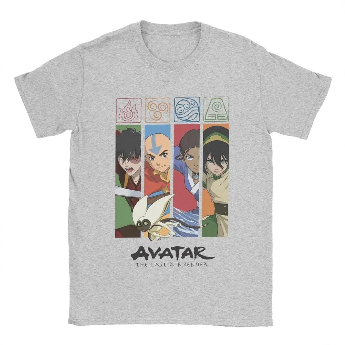 Avatar-The Last Airbender Group Character Panels T-Shirts Men Funny Cotton Tees Short Sleeve T Shirts New Arrival Clothing