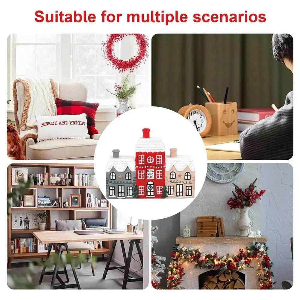 Christmas House Incense Burner - Resin Village Log Cabin Chimney Holder for Festive Home Decoration - spain