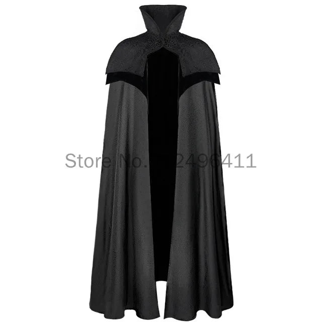 Cosplay Hallween Unisex Medieval Steampunk Winter Cape Maxi Larp  Pirate Cloak Halloween Fur Hooded Long Gothic Jacket