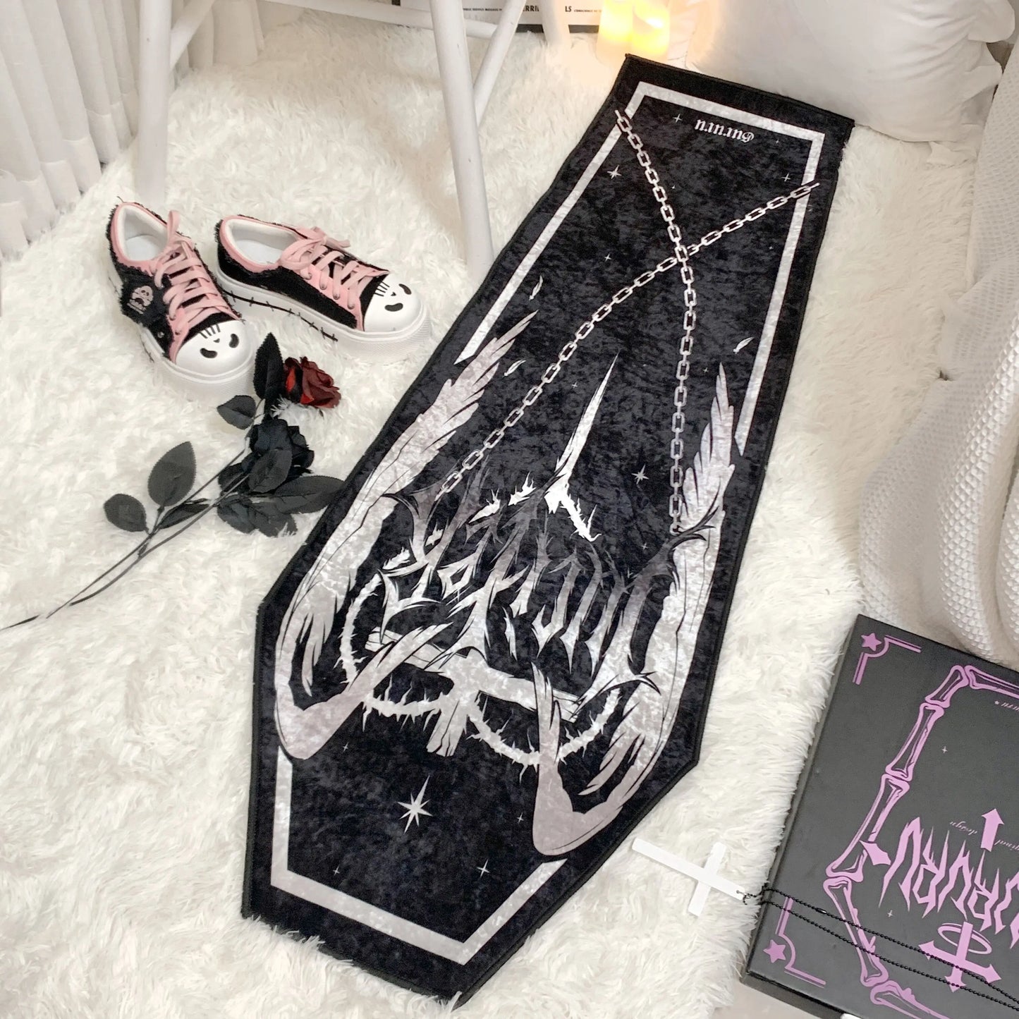 Tapis de Style sorcière pour salon, décoration de chambre à coucher d'halloween, tapis de Vampire, tapis de porte de cercueil gothique foncé, tapis épais au Design Original