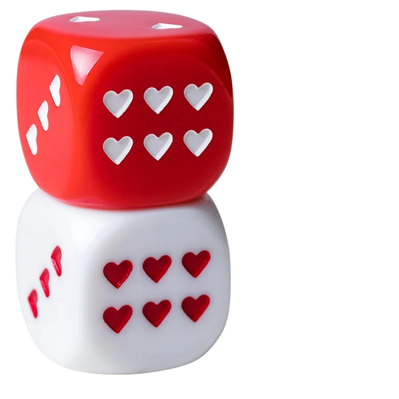 Dés en forme de cœur rouge et blanc, accessoires de jeu, Cubes à coins ronds, dés en acrylique de grande taille pour jeux de famille, fête au Bar, 2 pièces