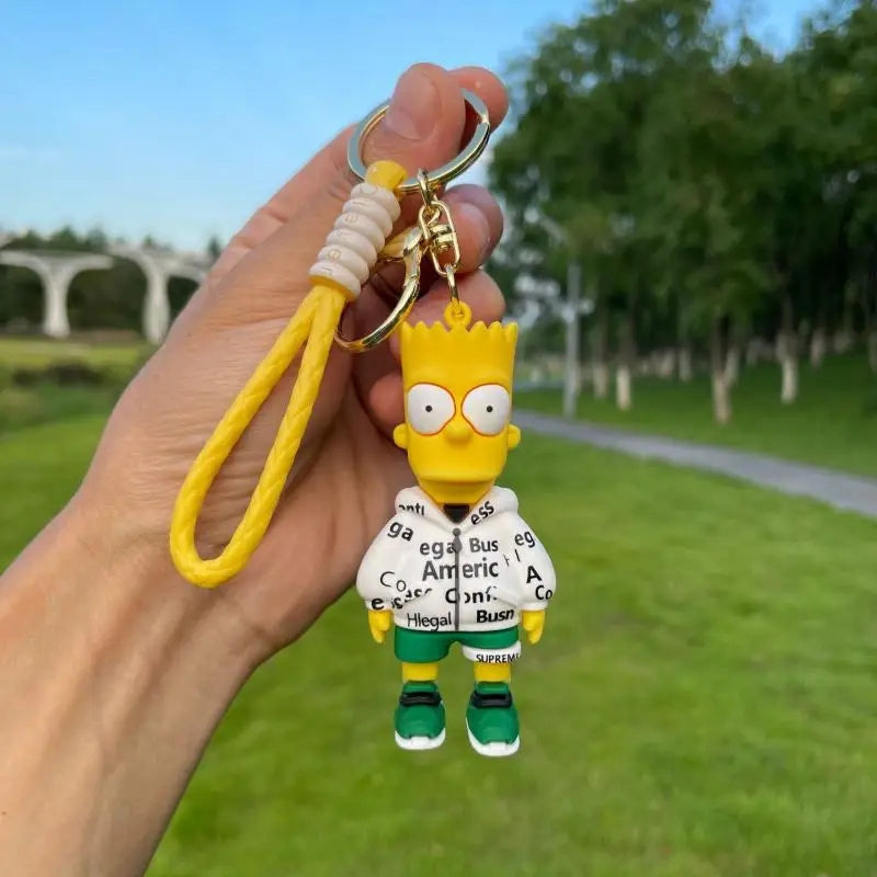 The Simpsons Keychain Cartoon Anime Figure Key Ring Phone Hanging Pendant Kawaii Holder Car Key Chain Birthday Christmas Gift