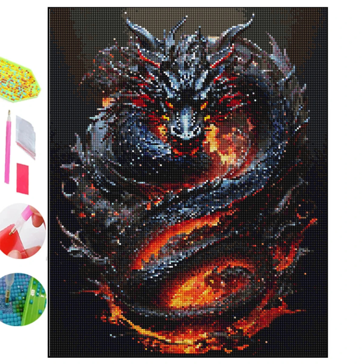 Pintura de diamante 5D de dragón de fuego, nueva colección 2024, mosaico de animales DIY, bordado de diamantes completo, conjunto de imágenes de cristal, arte decorativo para el hogar