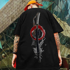 🗡️  3D Samurai Knife Print Oversized T-Shirt