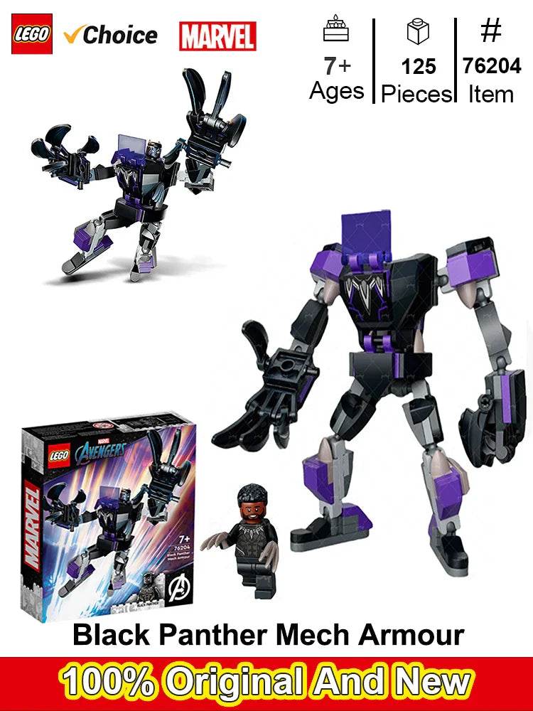 LEGO 76204 Marvel Black Panther Mech Armor Building Kit; Collectible Mech and Minifigure for Super-Hero Kids Aged 7+ (124 Pcs) - 76204
