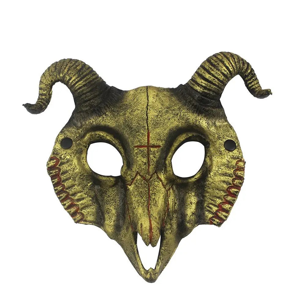 Halloween Goat Horn Mask Creative Full Face Antelope Bloody Skull Mask Eye Mask PU Carnival