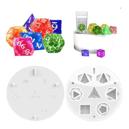 3D Polyhedral Dice Crystal Epoxy Resin Fillet Triangle Digital Game Silicone Mold Kit Art DIY Jewelry Making Craft Reusable Tool