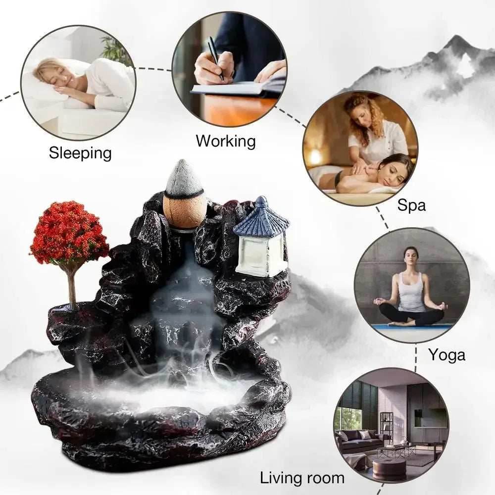 Waterfall Backflow Incense For Home And Office Decoration With Incense Cones - 1pcs