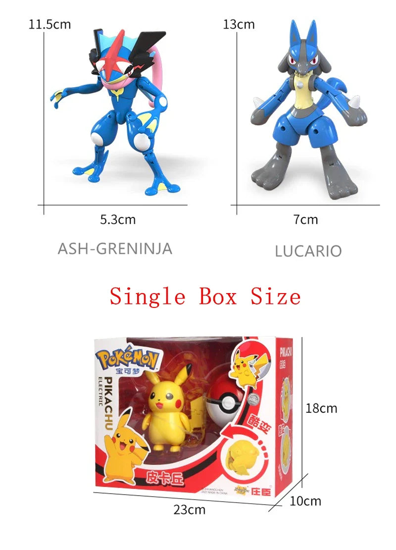 Pokemon Pokeball Anime Figures Toys, Pikachu Gengar Dragonite Snorlax Lapras Pocket Pokeball Toys