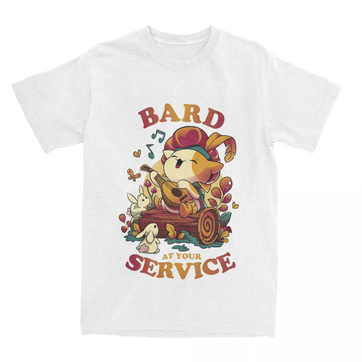 Vintage DnD Bard's Call T-Shirts Men O Neck 100% Cotton T Shirts Cute Cat Gamer Short Sleeve Tees Printed Clothes