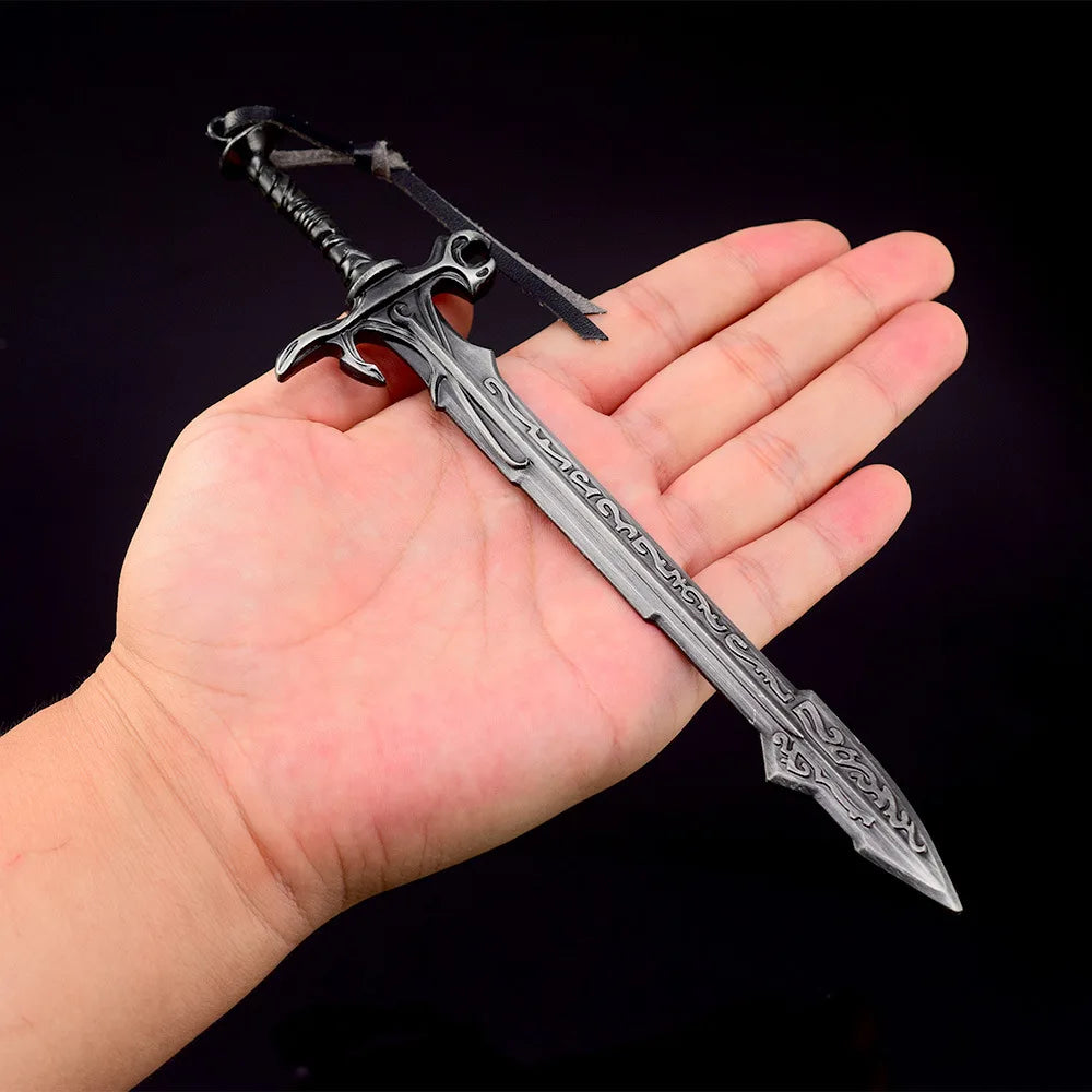 21cm Nightingale Sword Keychain The Scrolls Weapon Sword Game Peripheral Metal Samurai Sword Weapon Model Keychain Gifts Jewelry