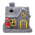 Christmas House Incense Burner - Ceramic Aroma Cone Burner with Chimney Design and Ash Catcher for Table Décor - White / CHINA