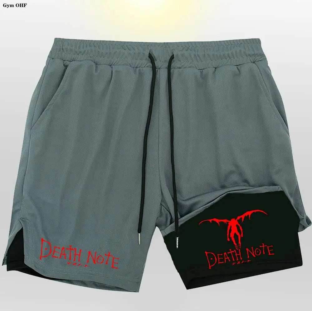 Death Note Gym Shorts: Dominate Your Workout with Dark Precision! - Grey Black 2 / M