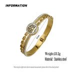 New tree of life horseshoe zircon gold-plated stainless steel bracelet 18K, high quality waterproof couple bracelet, wife gift