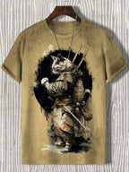 Samurai Cat Graphic T-Shirt – Japanese Style 3D Print Men's Tee