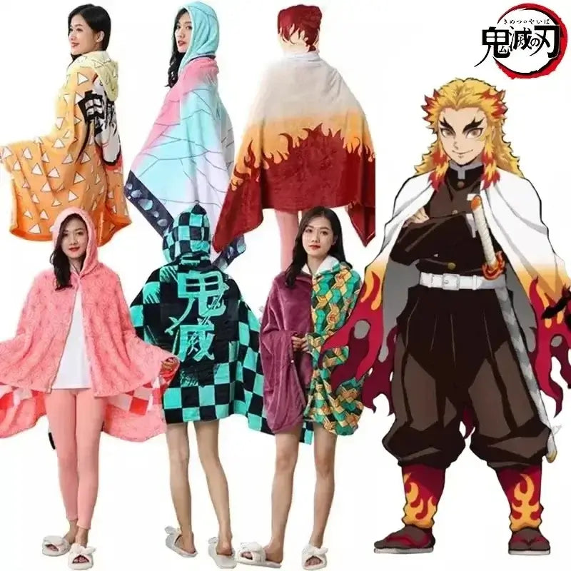 Demon Slayer Blanket: Tanjiro Anime Bathrobe & Cosplay Shawl