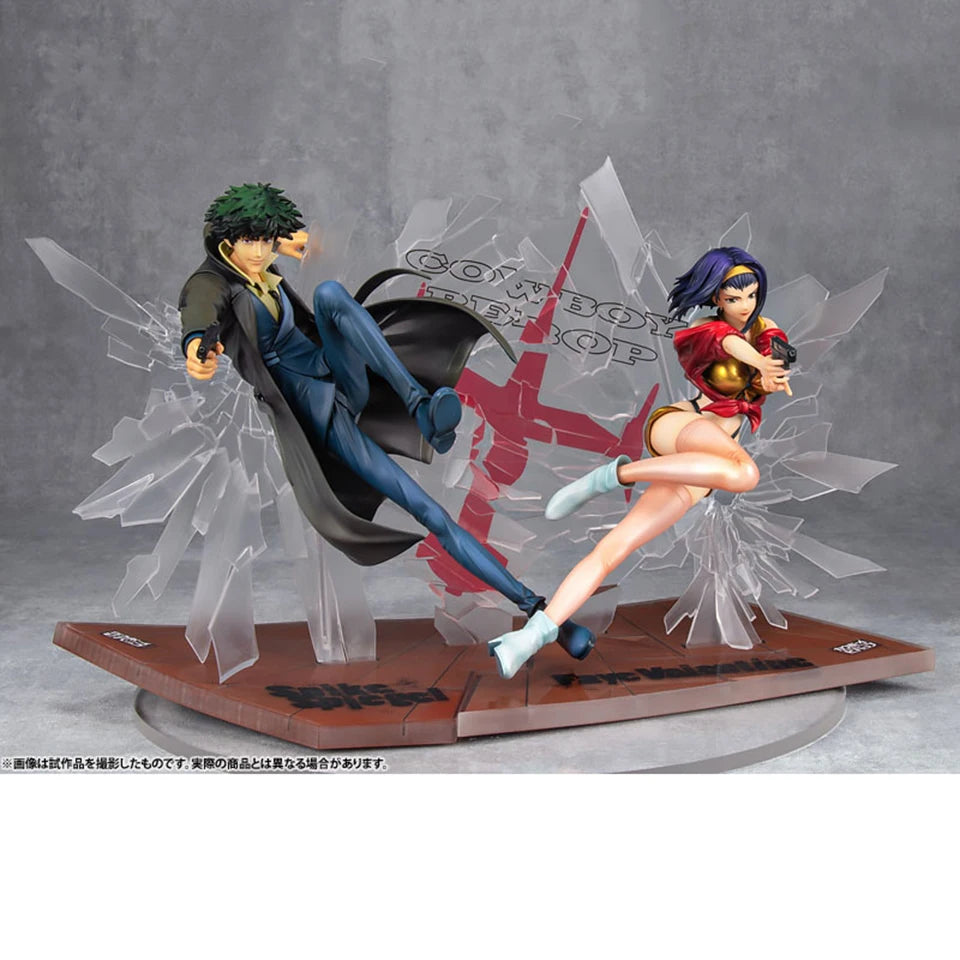 Original MegaHouse Cowboy Bebop 22 cm Spike Spiegel Faye Valentine figura de acción juguetes de modelos coleccionables para niños