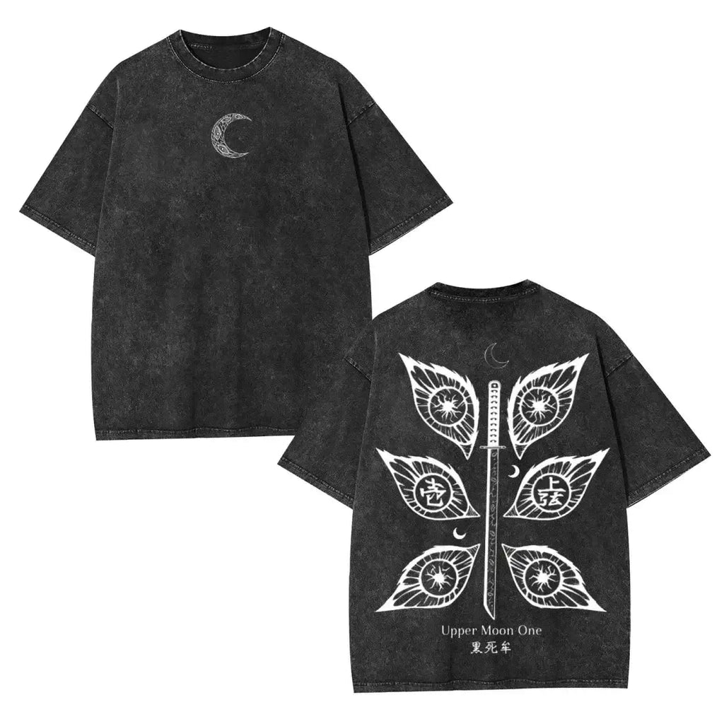 Demon Slayer Kokushibo T-shirt Vintage Washed Cotton Tee