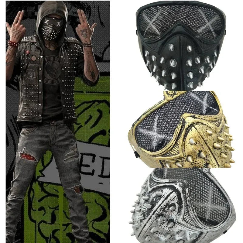 19CM X 16CM Watch Dogs Video Game Masks Cosplay Costumes Prop Punk Themed Accessories Halloween Nail Fork Pattern Facepiece