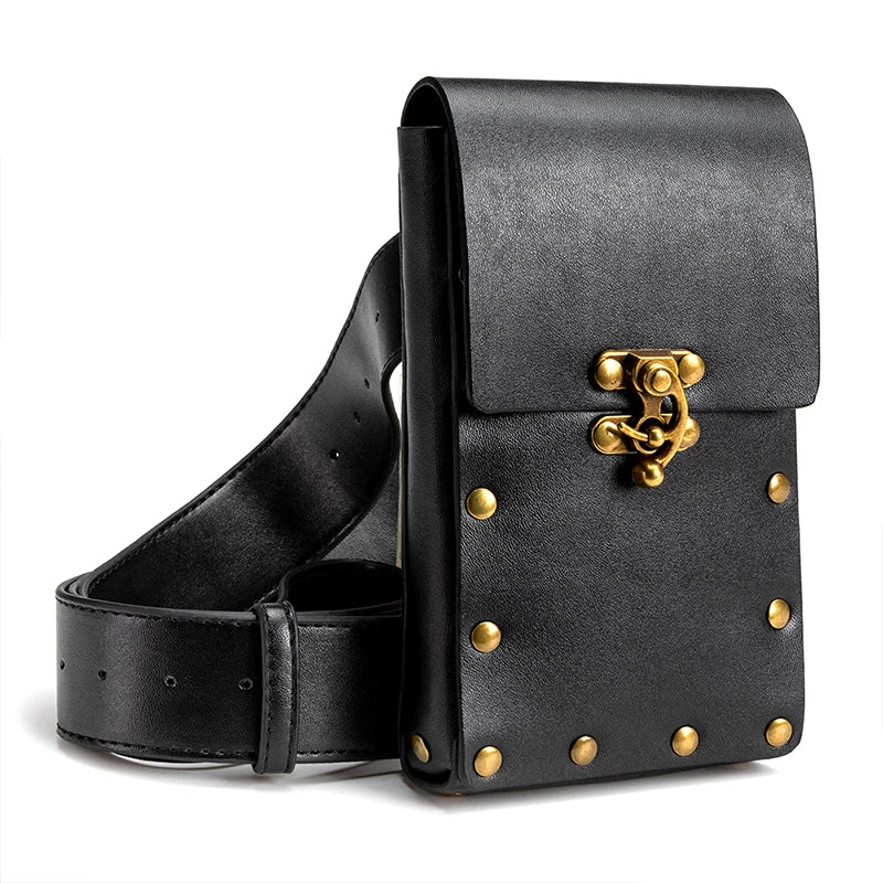 Bolsa Medieval Steampunk, cinturón vikingo, billetera de cuero para teléfono, disfraz de pirata Steampunk, riñonera de viaje, bolso para adulto