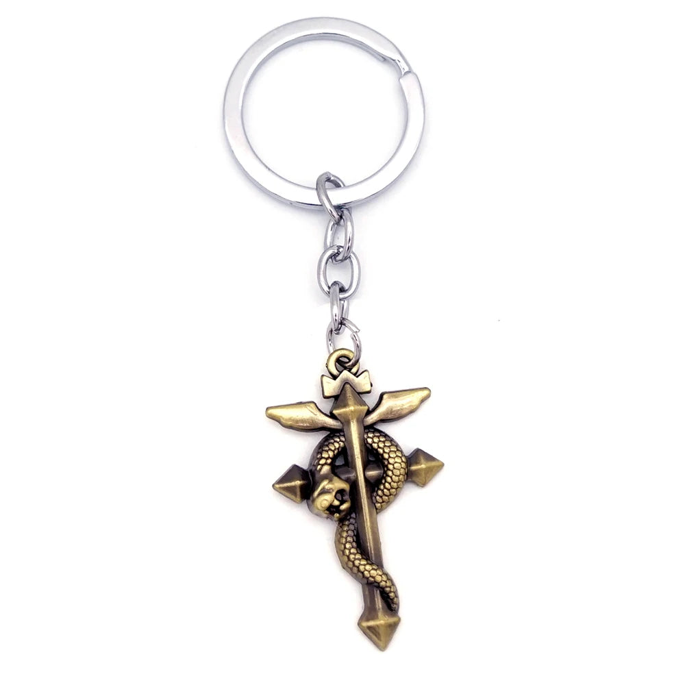 Anime Fullmetal Alchemist Keychain Edward Metal Arm Key Chain Keyring Men Keychains Accessories Key Ring Pendant llaveros