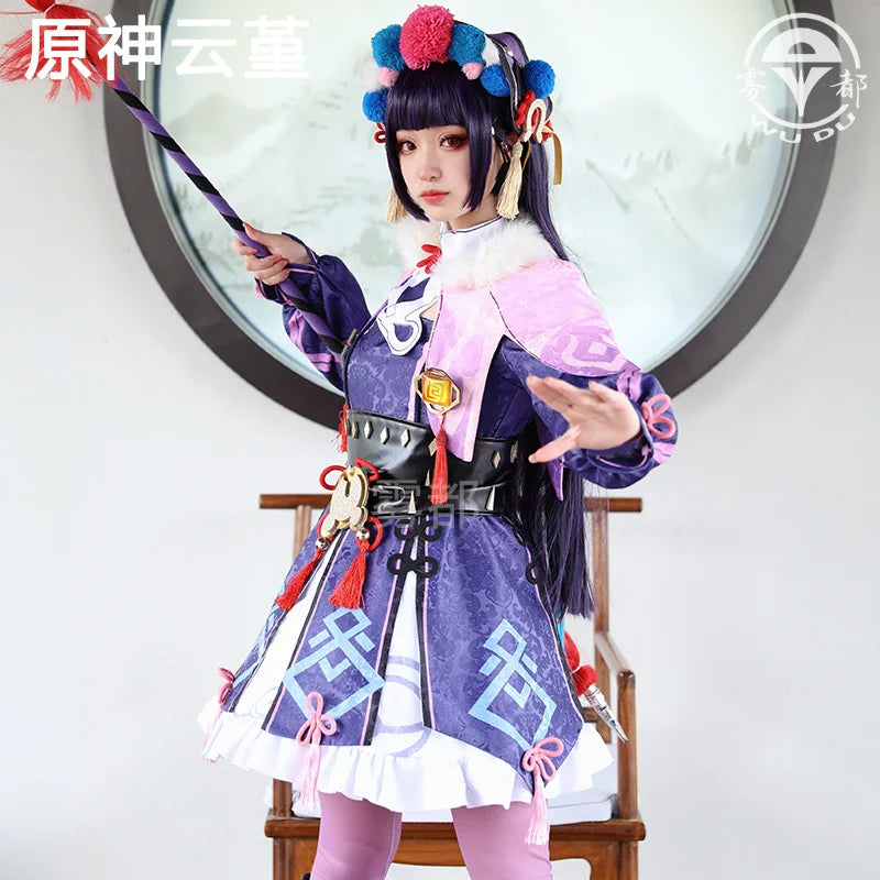 Disfraz de Yunjin Genshin Impact para adulto, peluca de uniforme de carnaval, Disfraces de Halloween de Anime, regalos de juego para mujer, novedad de 2023