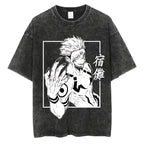 Anime Washed T-shirt: Vintage Harajuku Oversized Cotton Tee