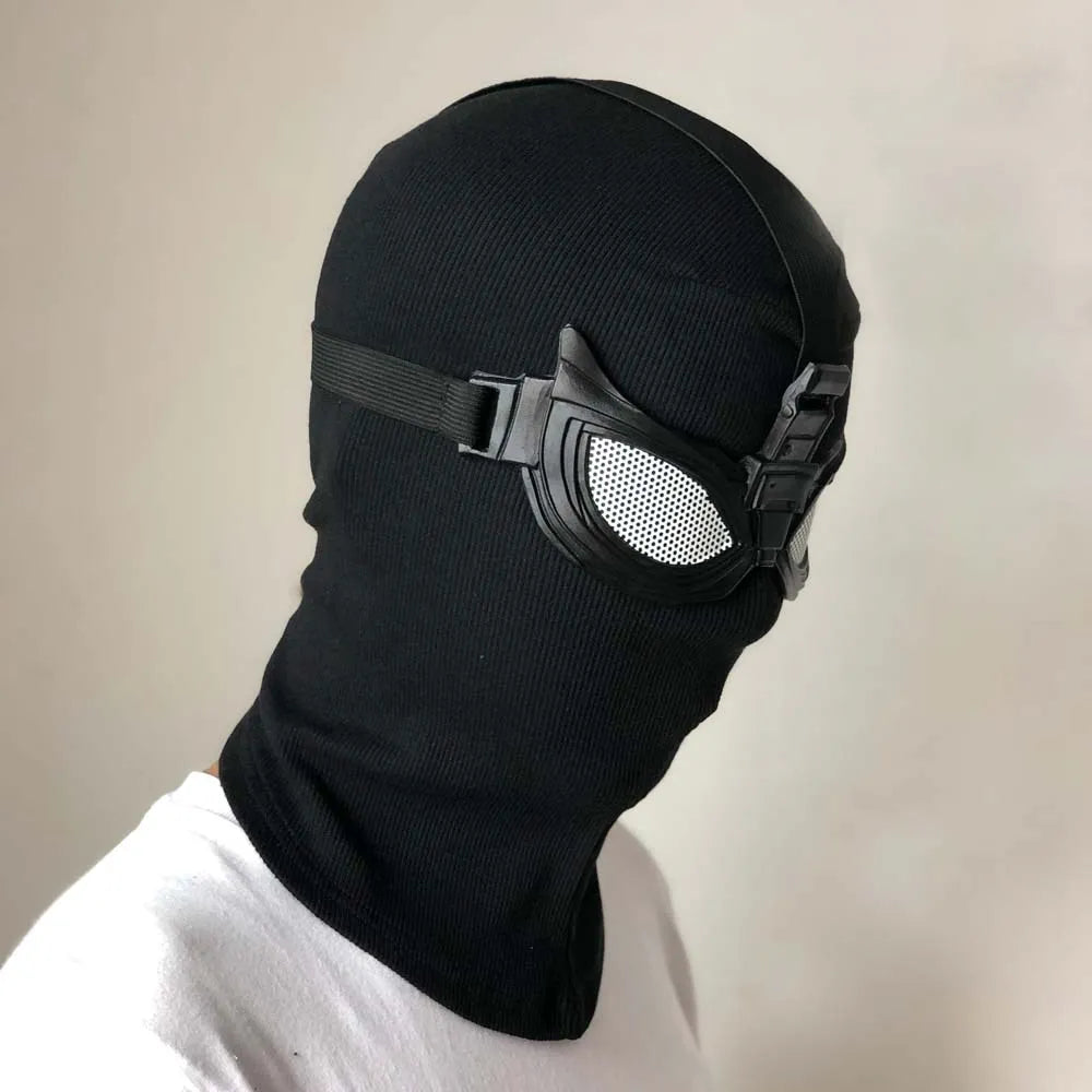 Superhero Peter Parker Spider Mask Cosplay Stealth Suit Black Helmet Halloween Masquerade Party Costume Props 