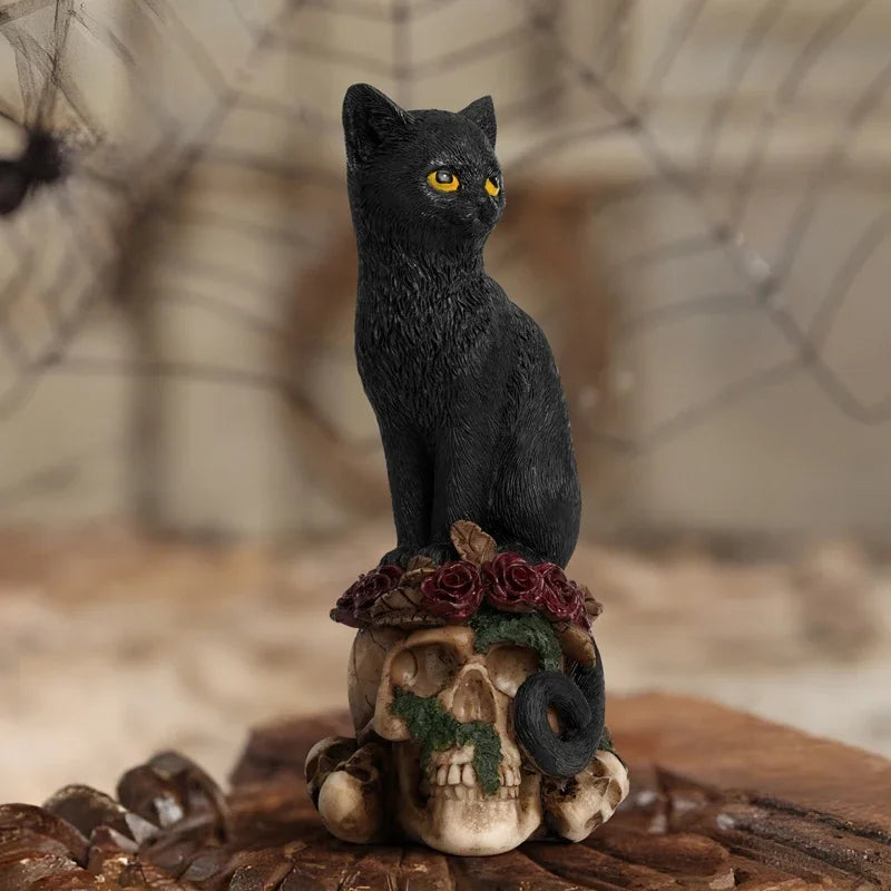 Figurines décoratives de squelettes mystérieux, animaux, chats et corbeaux, ornements artisanaux en résine, décoration de bureau, accessoires pour la maison