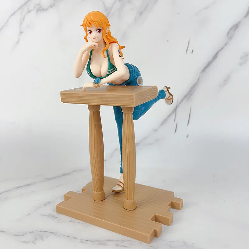 Anime One Piece Luffy Ace Nami Hancock Figure Bar position Sitting posture Action Figure PVC Model Doll Collection Toy Gift Kids