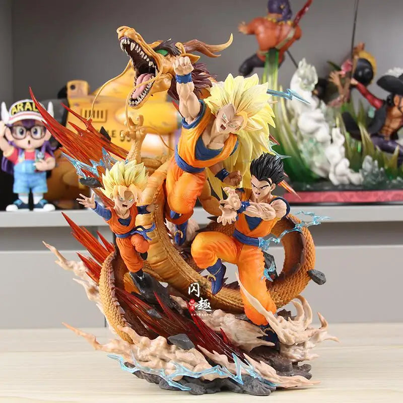 Dragon Ball Z Goku Gohan Goten Anime Figure, Super Saiyan 3 Ultimate Figurine Form 28 CM