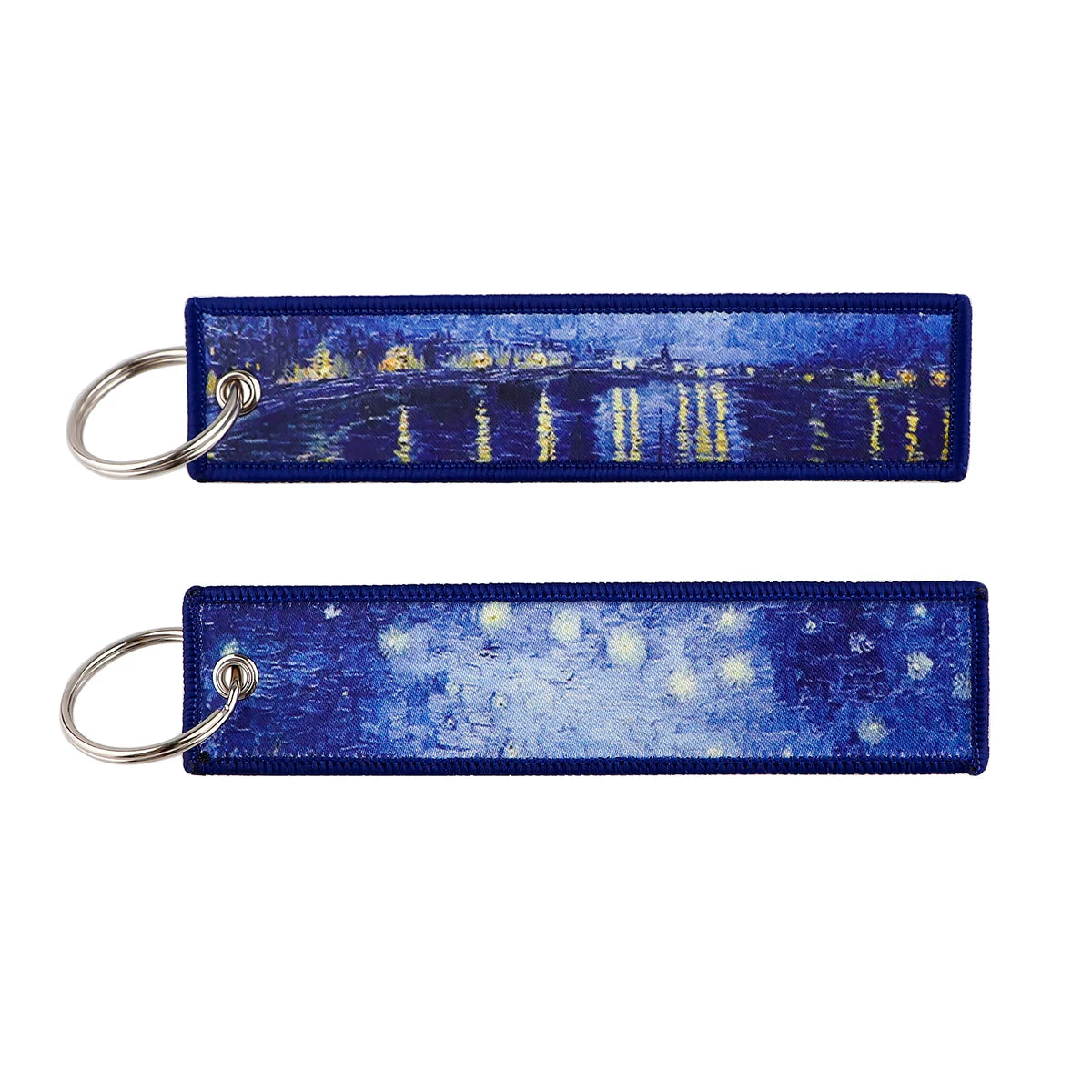 Van Gogh Art Oil Painting Embroidered Key Chain Key Fobs Key Tag For Motorcycles Cars Backpack Chaveiro Keychain Key Ring Gifts