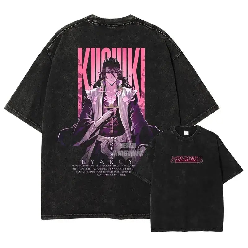 Bleach Aizen Sousuke Harajuku Washed Graphic T-Shirt