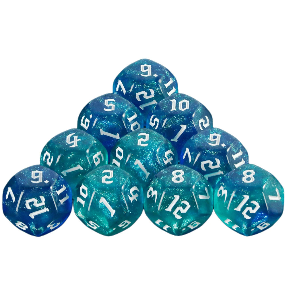 D12 dés polyédriques de couleurs mélangées dés à paillettes 12 faces pour jeu de rôle mdn enseignement des mathématiques jouer à des jeux de table