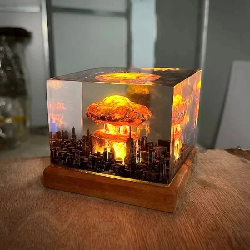 Lampe 3D sans flamme, bombe à Explosion nucléaire, nuage de champignons, lampe sans flamme pour décoration de salon de cour, veilleuse Rechargeable