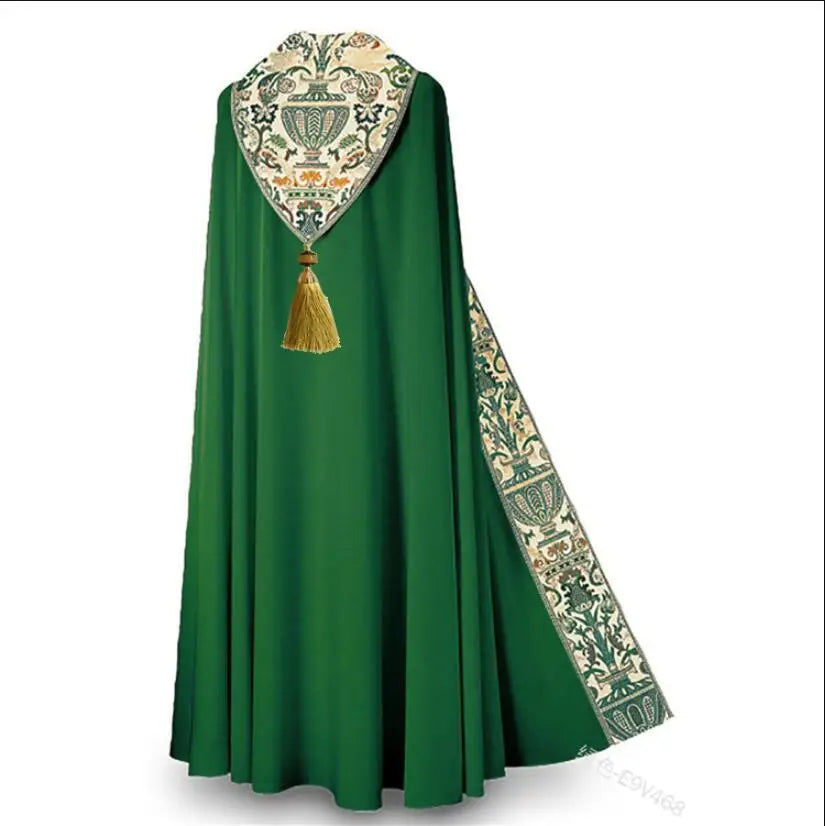 Digital Print Medieval Retro Church Shawl Cloak For Man Priest Knight Monk Prayer Capes Halloween Carnival Party Cosplay Costume