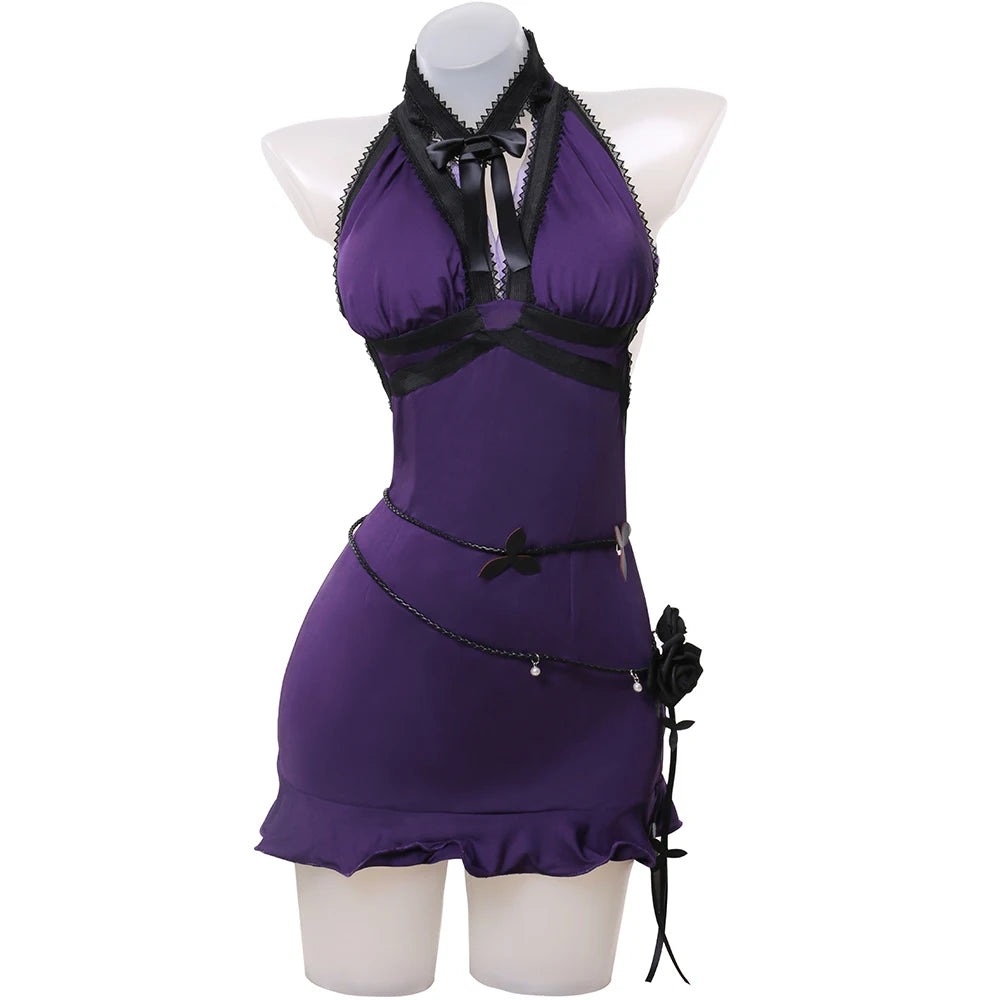 Game Final Fantasy VII Tifa Lockhart Cosplay Costume Women Purple Sexy Dress Party Halloween