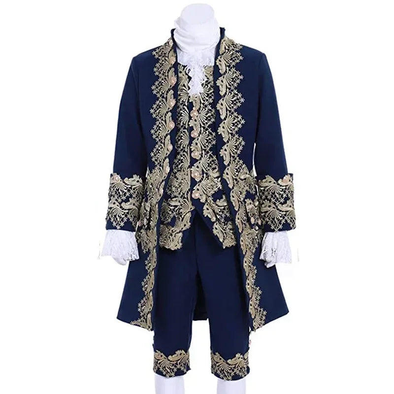 Victorian King Prince Costume For Adult Men Top Vest Jacket Coat Blazer Suit Stage Theater Cosplay Outfit Pants  Tie