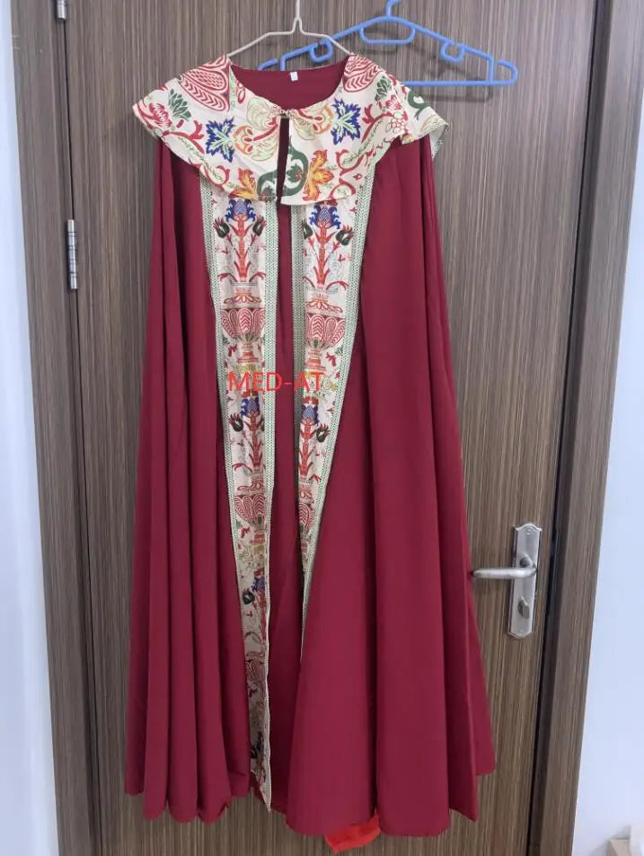 Digital Print Medieval Retro Church Shawl Cloak For Man Priest Knight Monk Prayer Capes Halloween Carnival Party Cosplay Costume