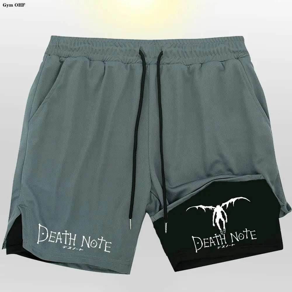 Death Note Gym Shorts: Dominate Your Workout with Dark Precision! - Grey Black / M