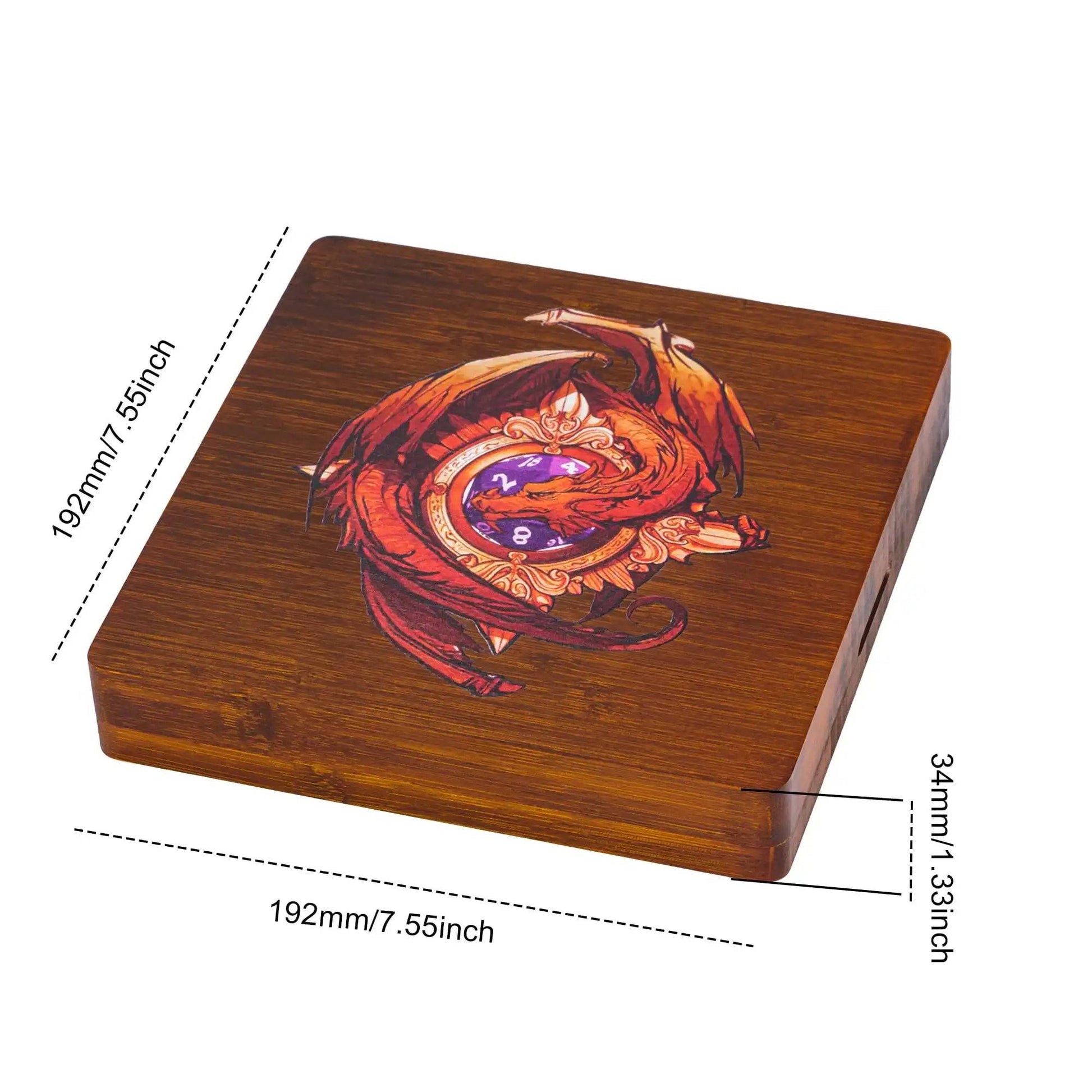 2 in 1 Wooden Dice Case & Dice Tray, High Quality New Square Bamboo Dice Holder for Dice Set, D&D, RPG, Tabletop Games