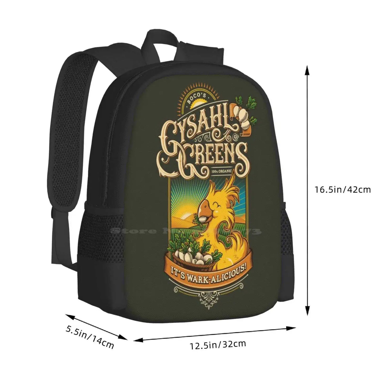 Wark - Alicious! Pattern Design Bagpack School Bags Final Fantasy Chocobo Boco Gysahl Greens Farm Fresh Fan Art Square Enix