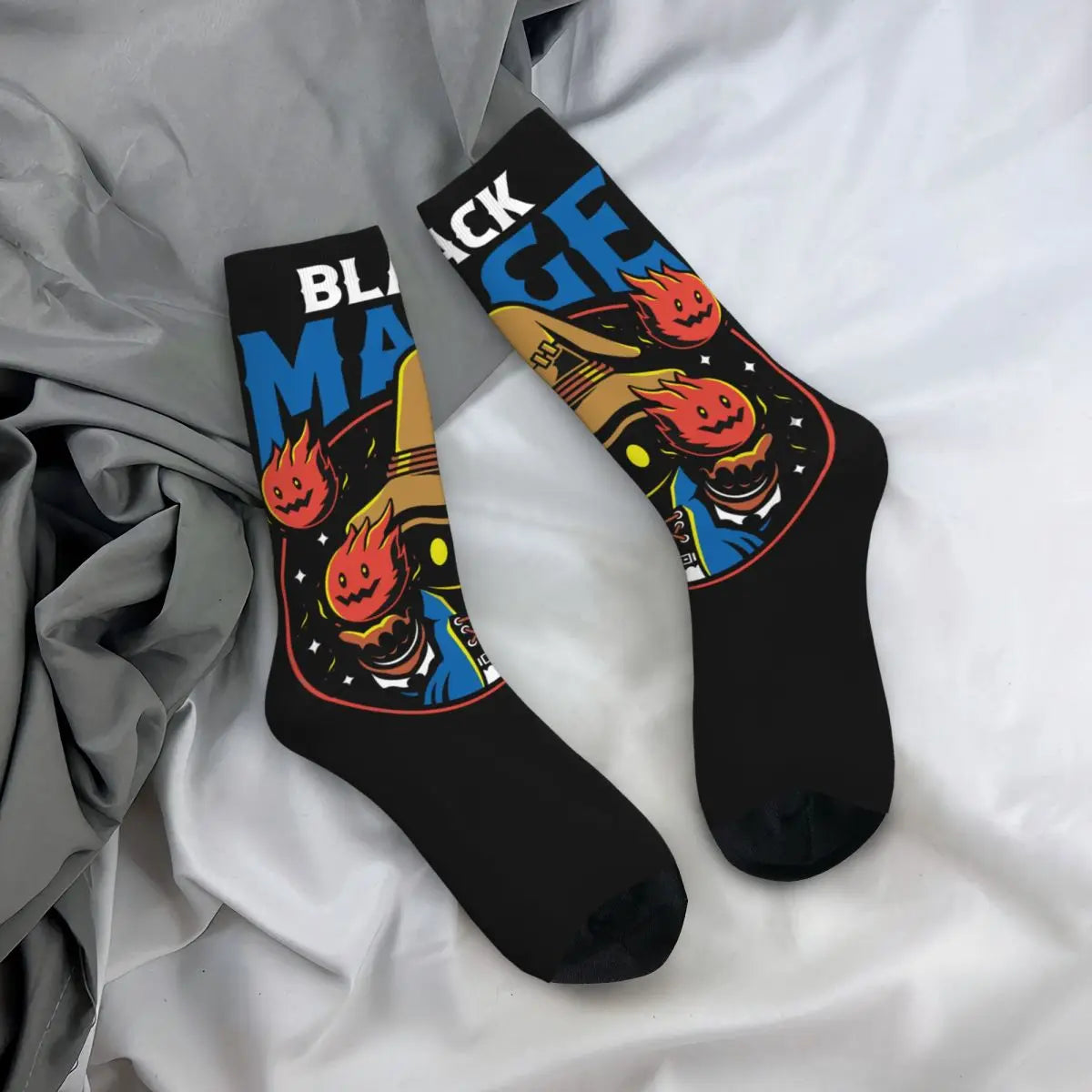 Chaussettes drôles pour hommes Vivi The Black Mage rétro Harajuku Final Fantasy XIV jeu Hip Hop nouveauté décontracté équipage chaussette cadeau imprimé