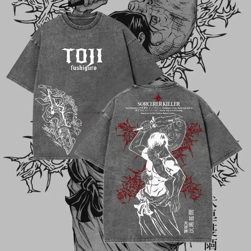 Dark Manga Pattern T-Shirt Japanese Anime Streetwear